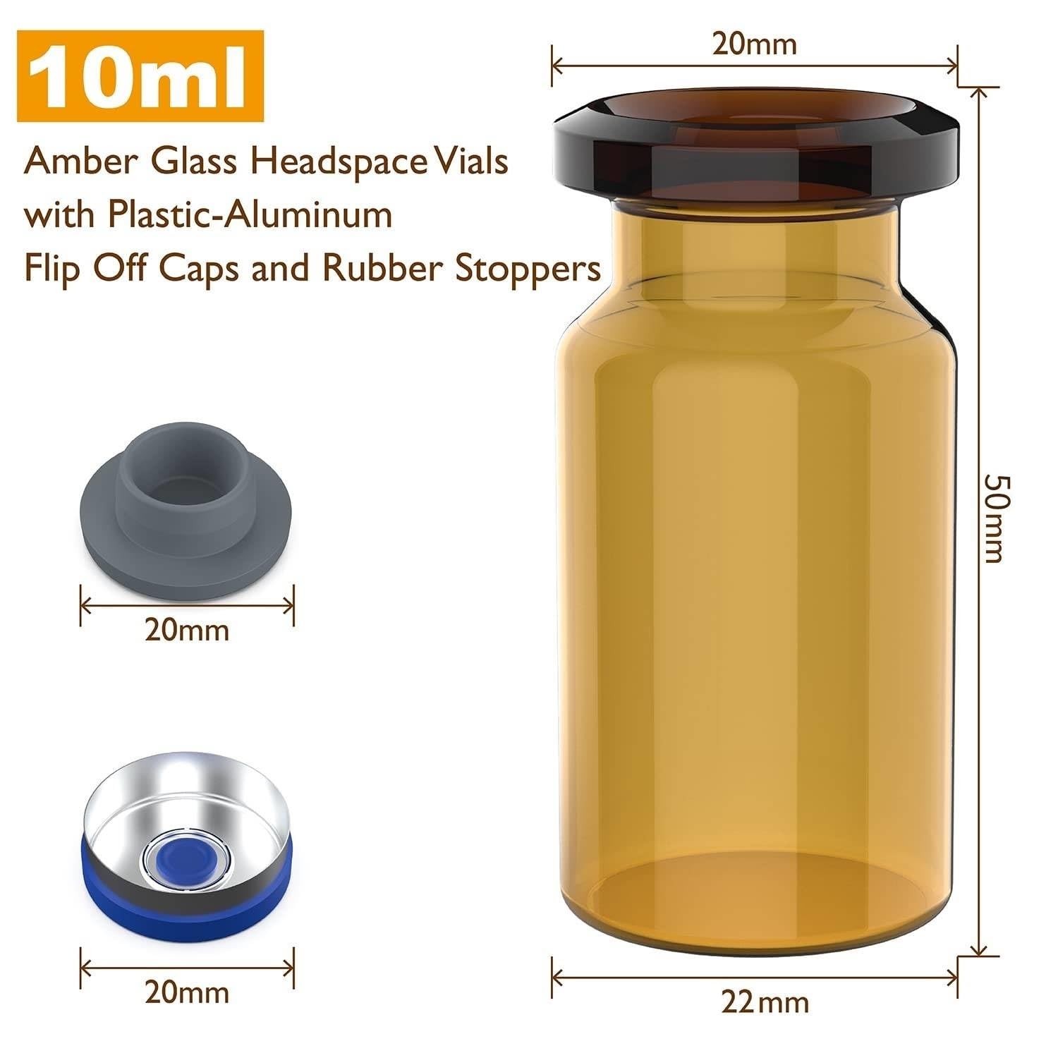 1000PCS Crimp Top Headspace 10mL Vials Aluminum Caps HPLC Lab Clear Glass Bottle