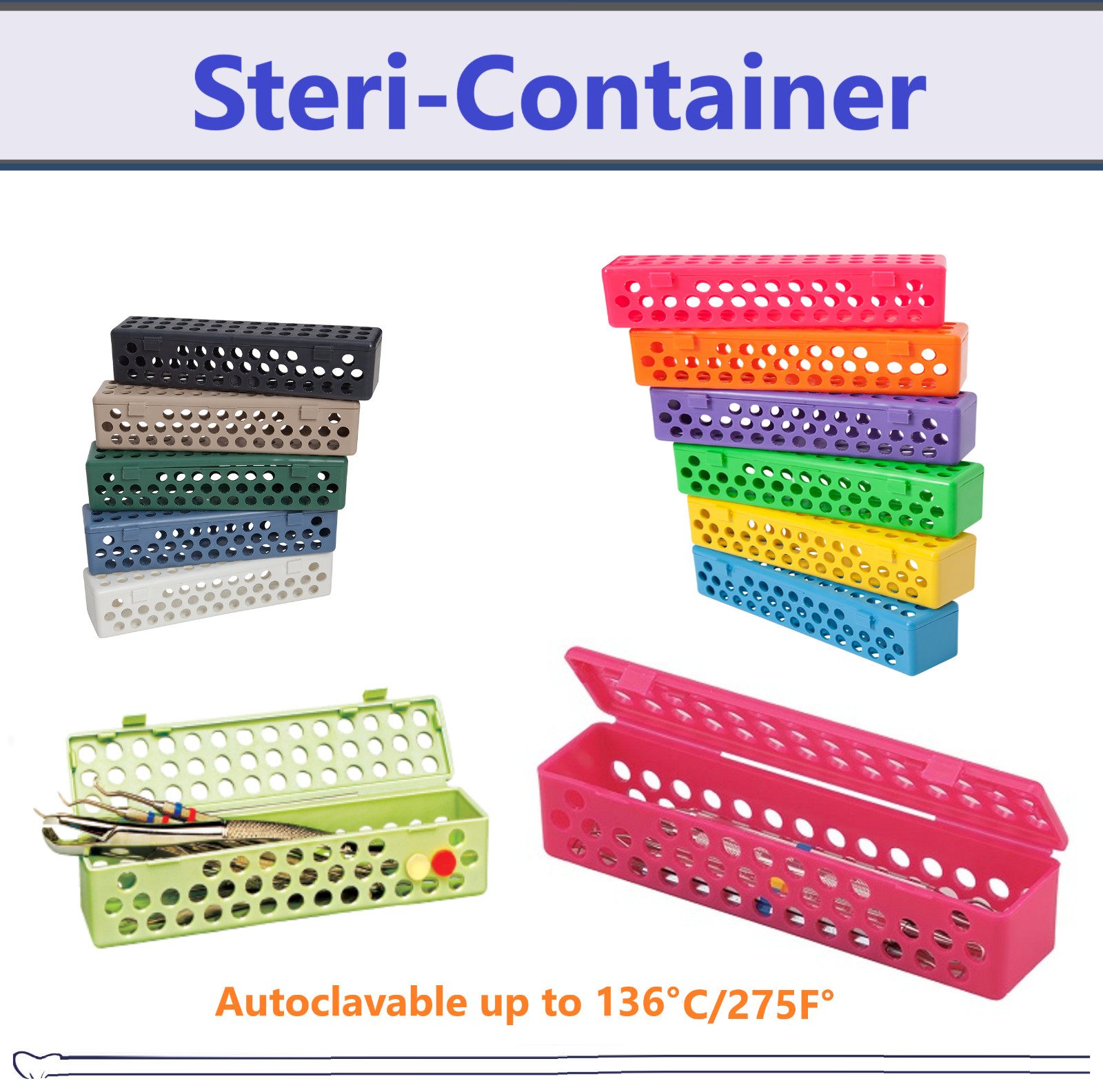 PREMIUM DENTAL AUTOCLAVE STERILIZATION CASSETTE RACK BOX TRAY FOR 10 INSTRUMENTS