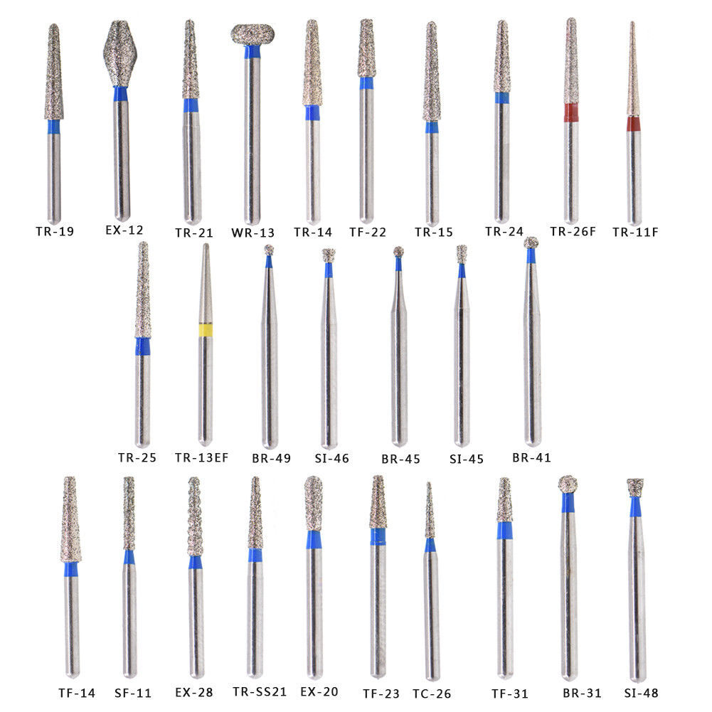 50 Pcs Dental Diamond FG High Speed Burs Polishing Smoothing Friction Grip