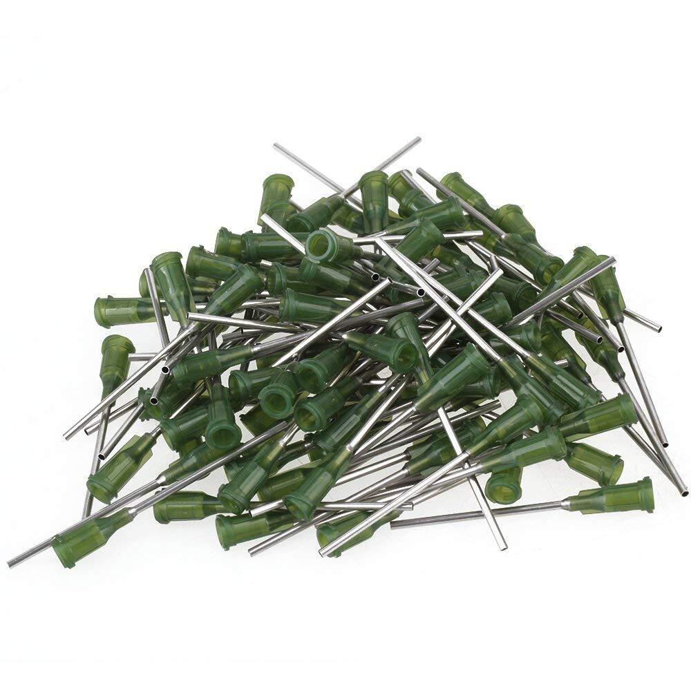 200PCS Screw Mount 1.5inch Dispensing Blunt Needles 14Ga Olive color