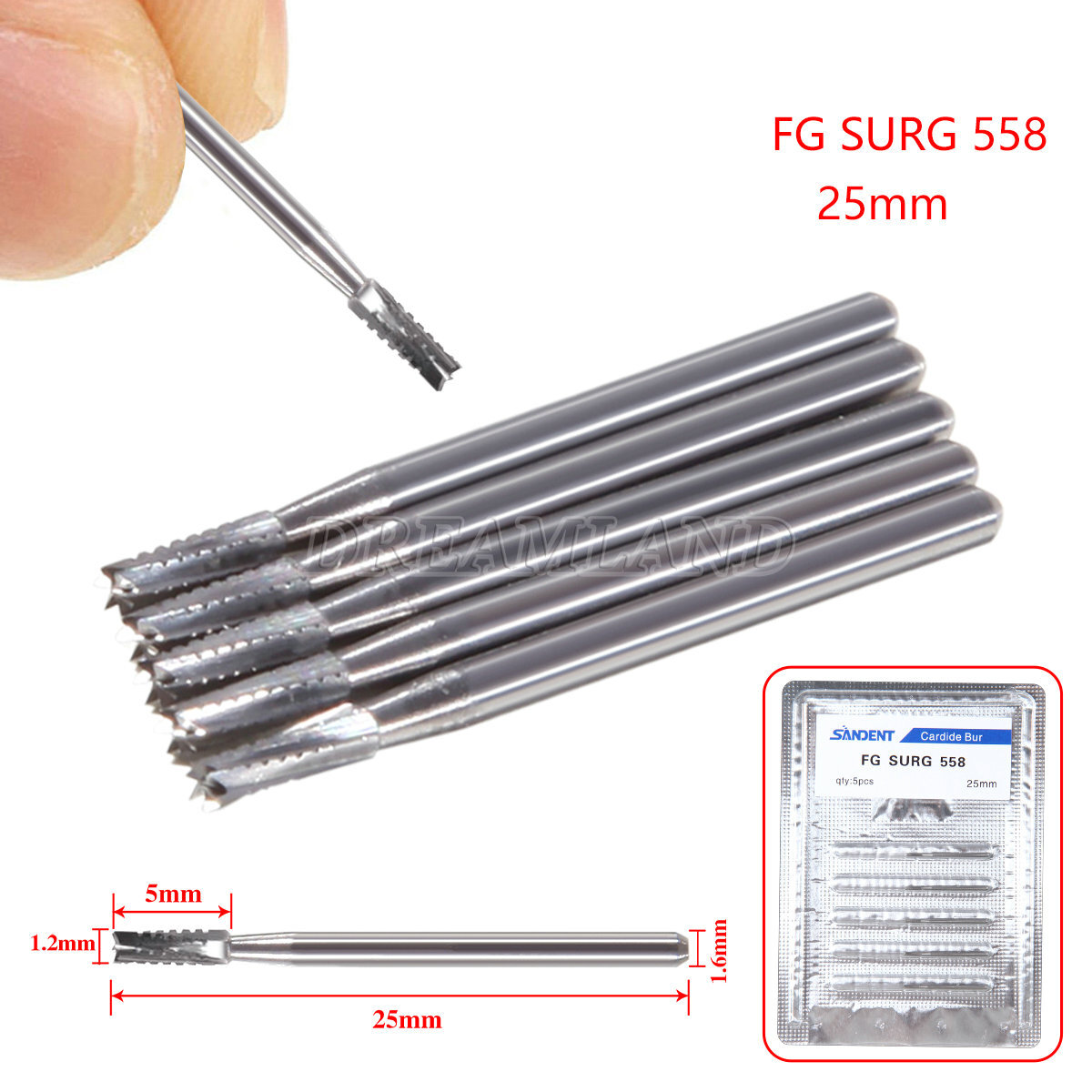 5-50PCS Cirugía quirúrgica dental Fresas redondas carburo tungsteno FGXL 556 558