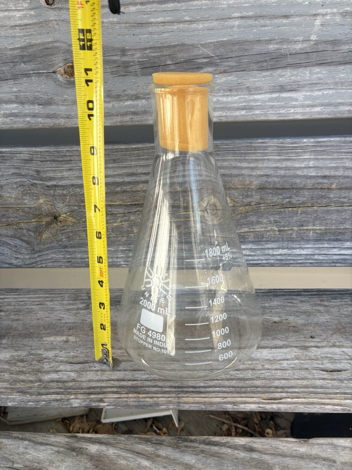 UNITED 2000mL Glass Graduated Heavy Duty Rim Erlenmeyer Flask FG 4980 India