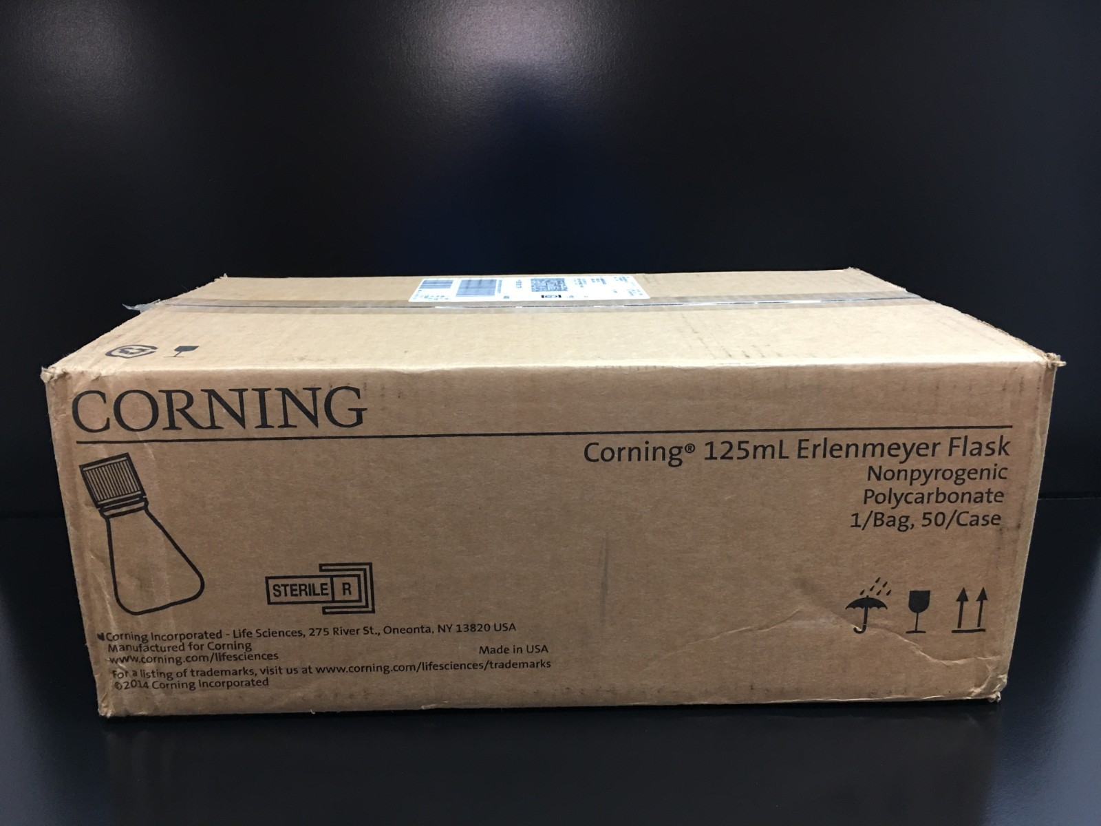 Corning REF 431143 Polycarbonate Erlenmeyer Flask with Vent Cap 125mL Case