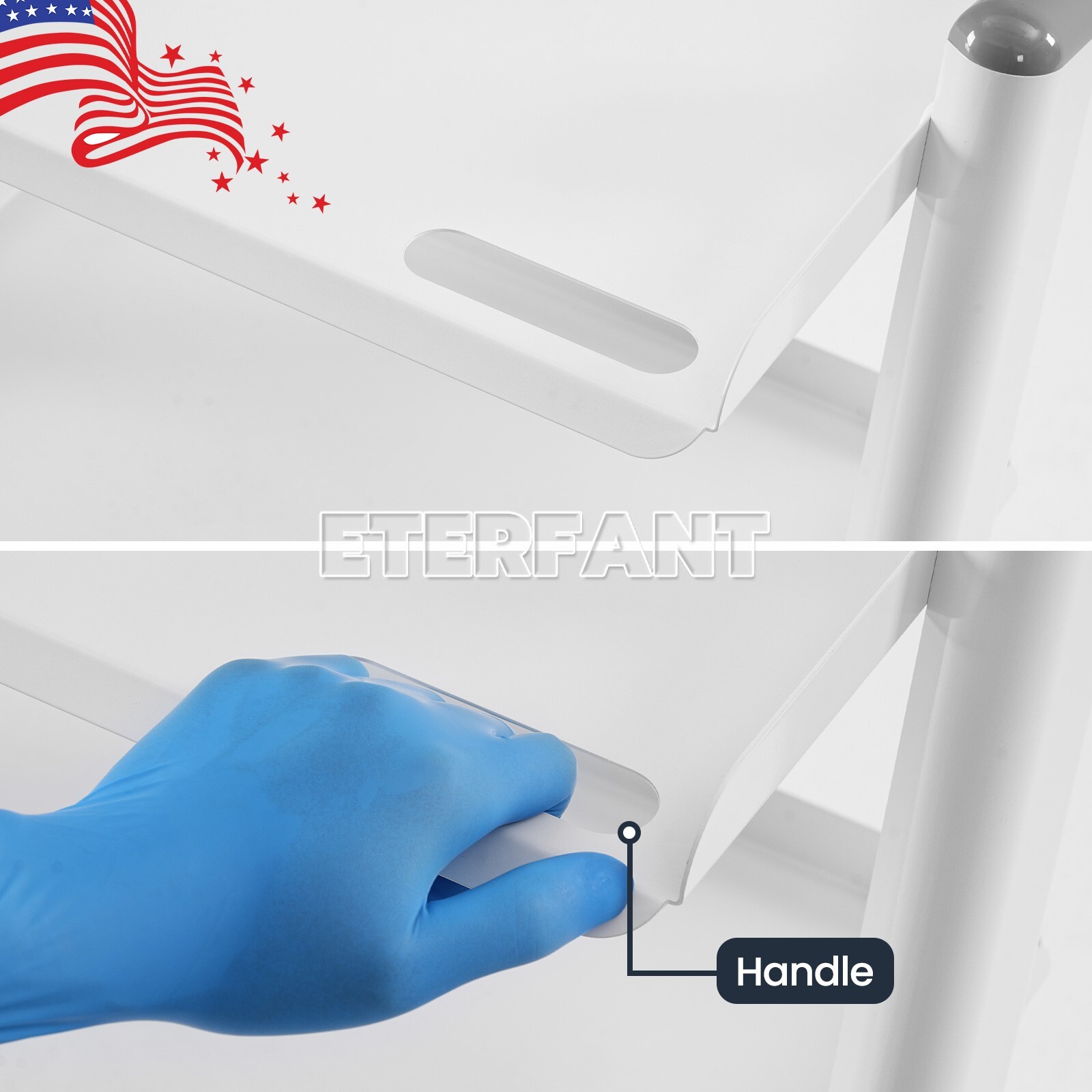 ETERFANT 3-Layer Dental Medical Trolley Stainless Steel Lab Mobile Rolling Cart