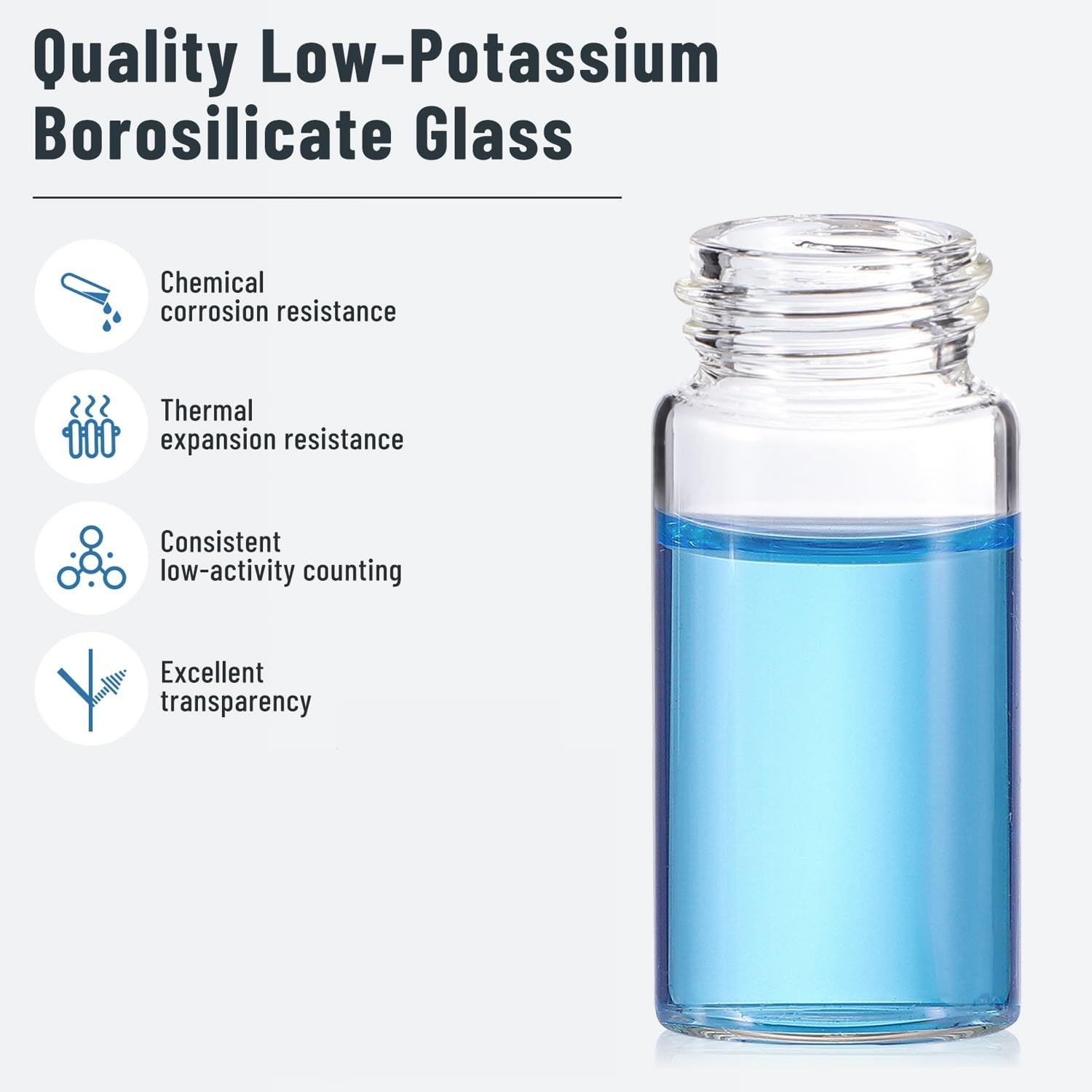 20ml Scintillation Vials Glass Sample Vials Counting Vials Lab Vials 100/500PCS