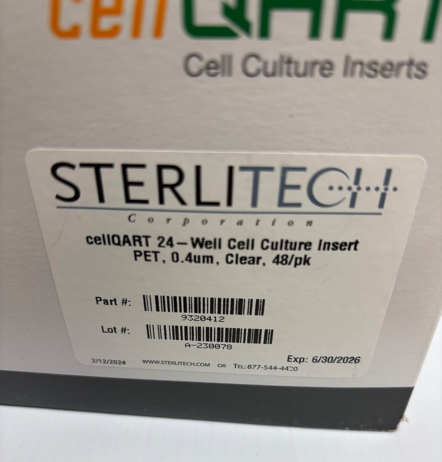 cellQART 24-Well Cell Culture Insert, 0.4um, 47/PK, Exp: 6/30/2026