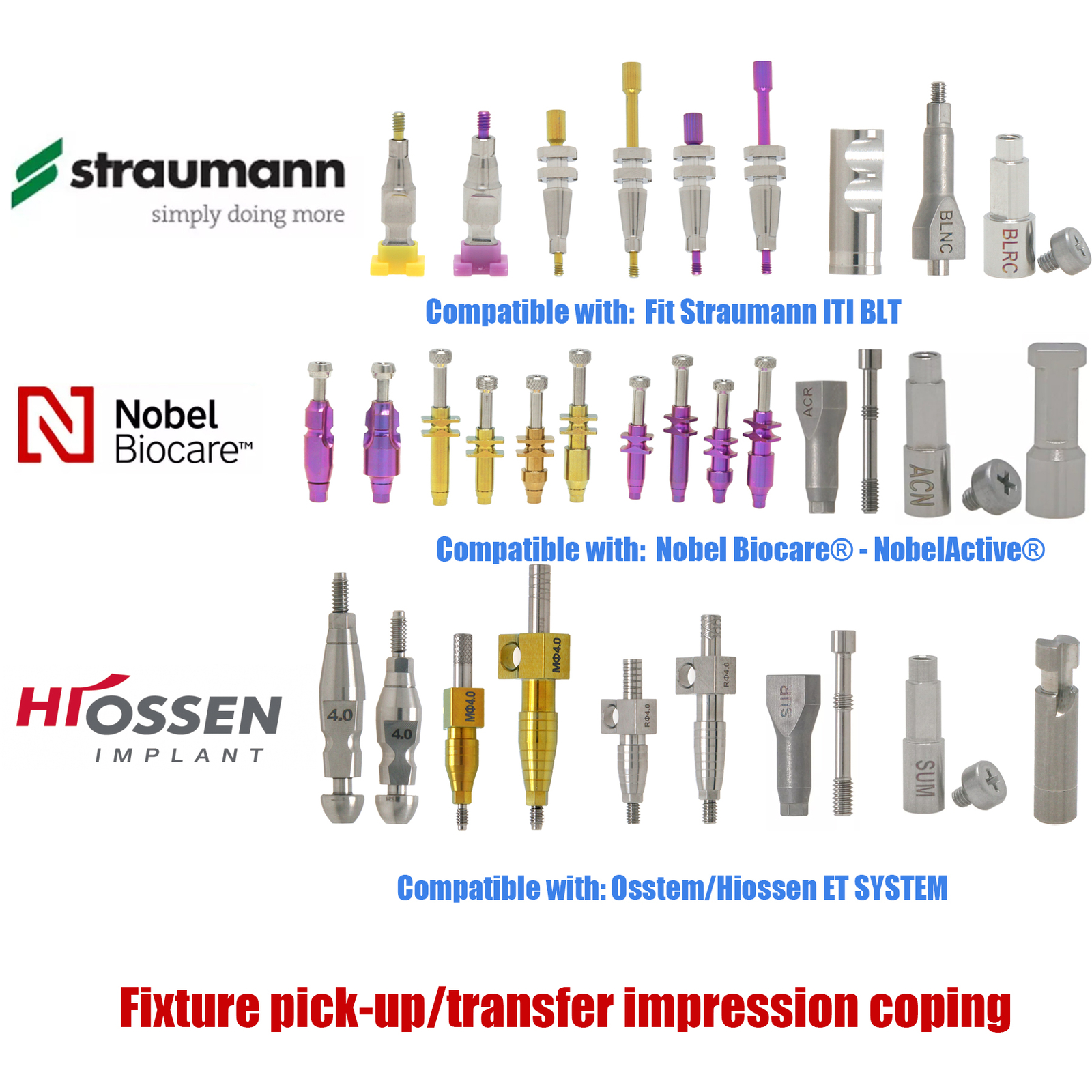 Dental Transfer Impression Coping Open/Closed Tray Fits Nobel/Hiossen /Straumann