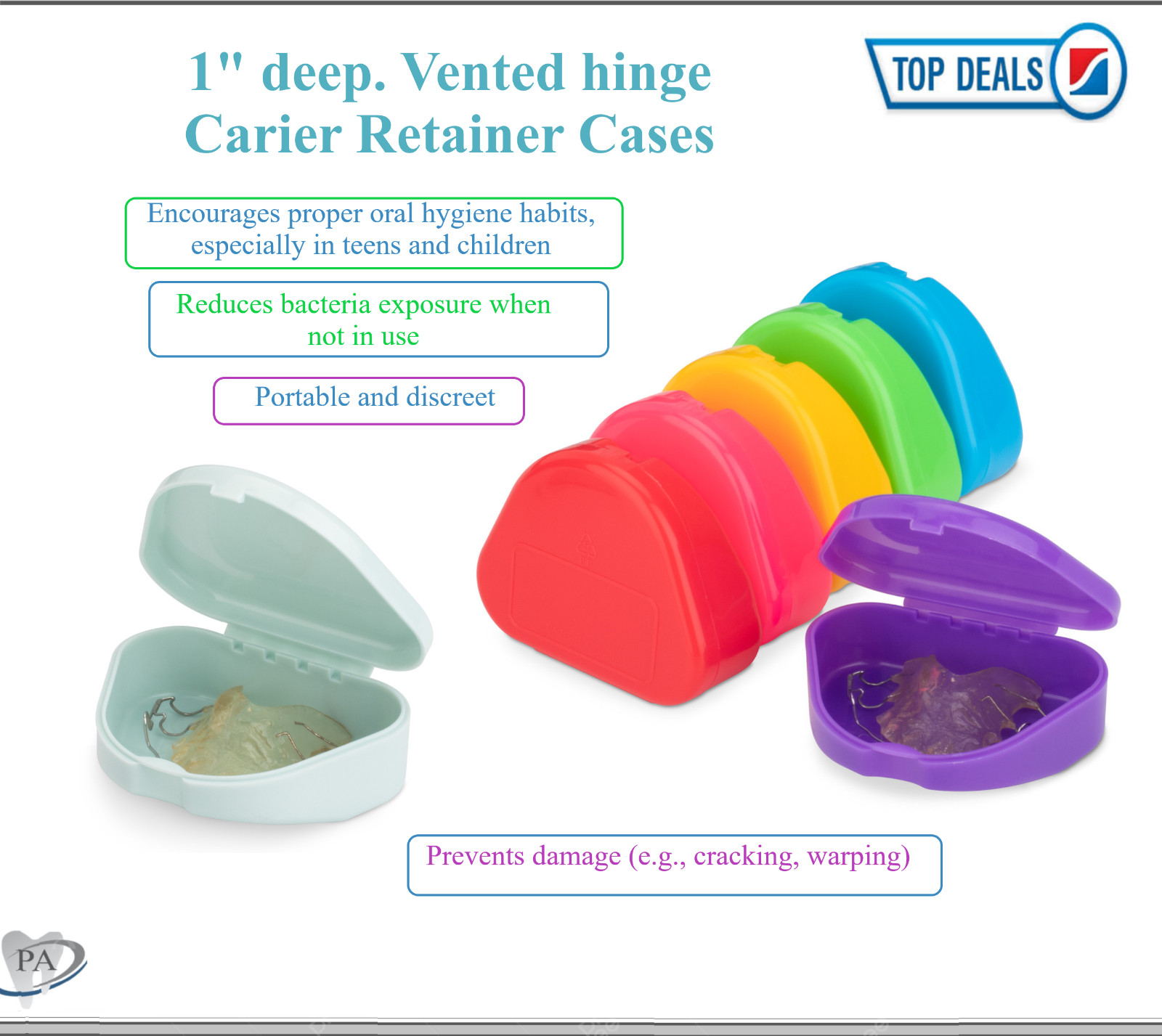 Dental Ortho Retainer Case Denture Storage Box Mouthguard Container, 1″Deep 10Pk