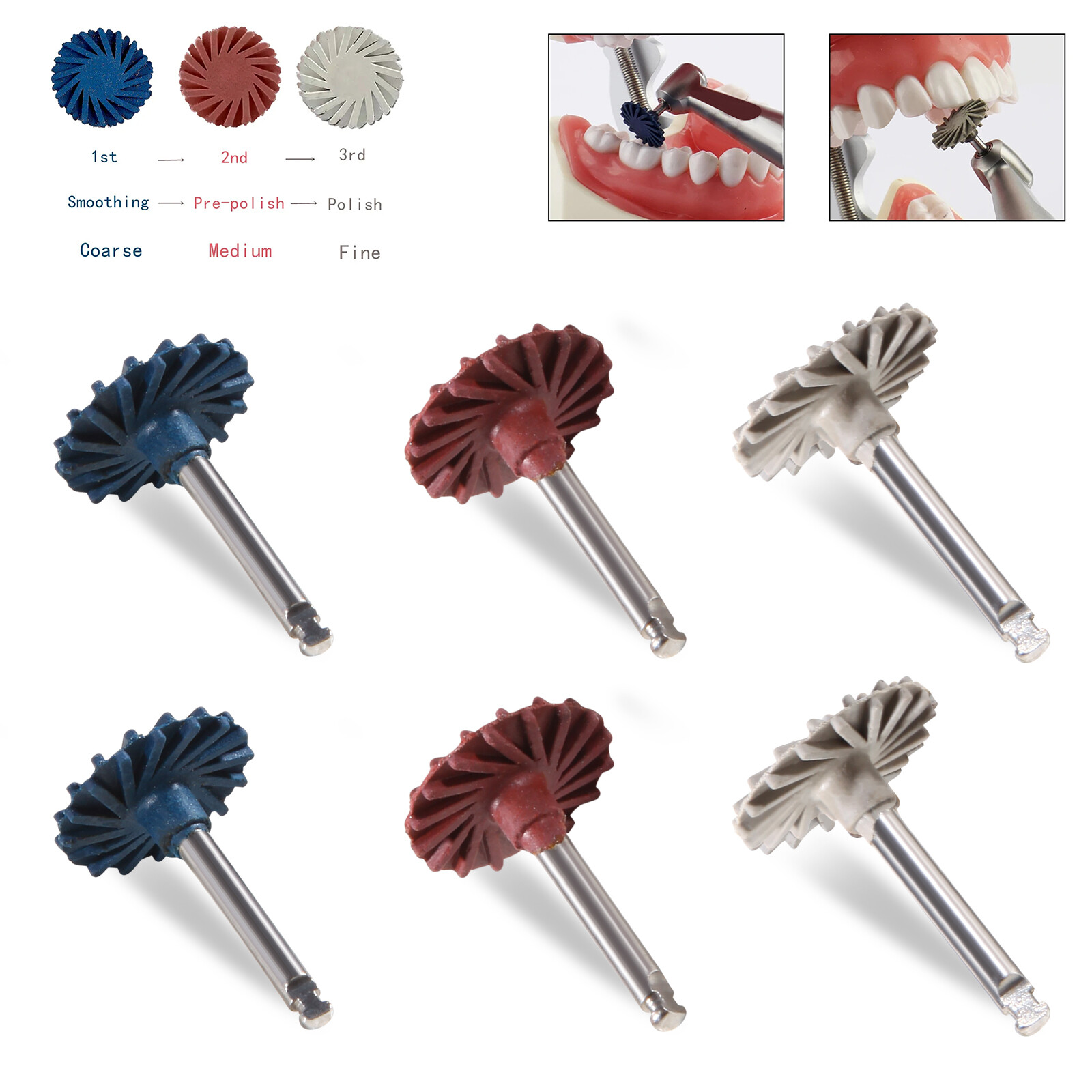6pcs/box Dental Polish Kit Composite Resin Polishing Disc Spiral Polish Wheel