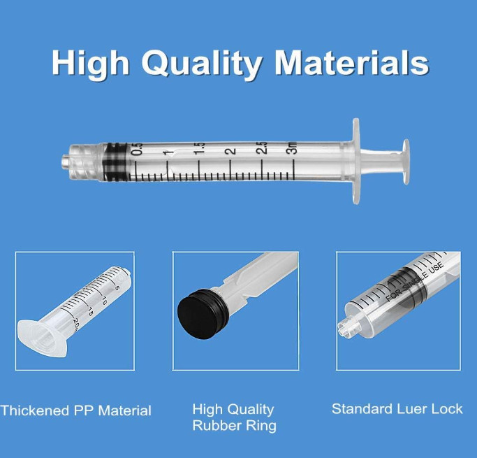 52 Pcs – 3ml 5ml 10ml 20ml Syringes with 14ga, 20ga,21ga, 23ga Blunt Tip Needles