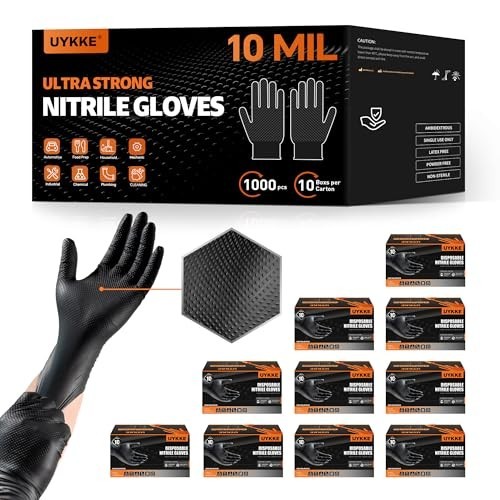 Heavy Duty 10 Mil Disposable Nitrile Gloves – Industrial Rubber, Latex-Free, 100