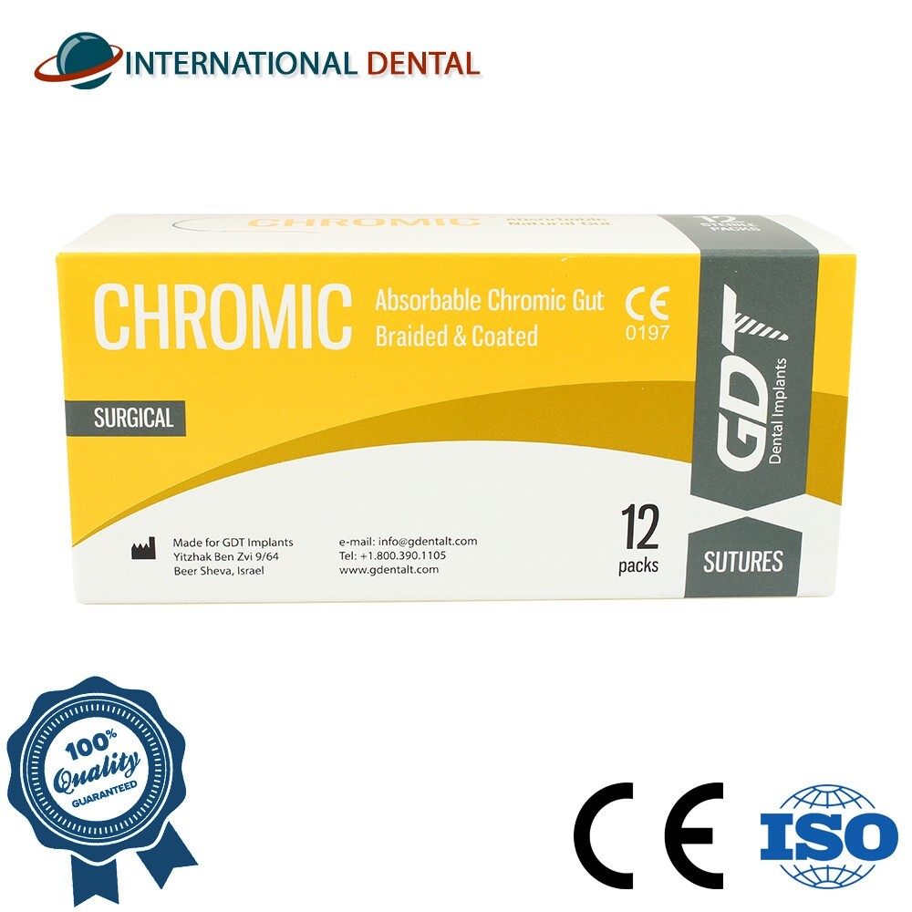 3-0 GDT Braided Chromic Gut Sutures 75cm Coated Abs0rbabl Brown-orange 12pcs