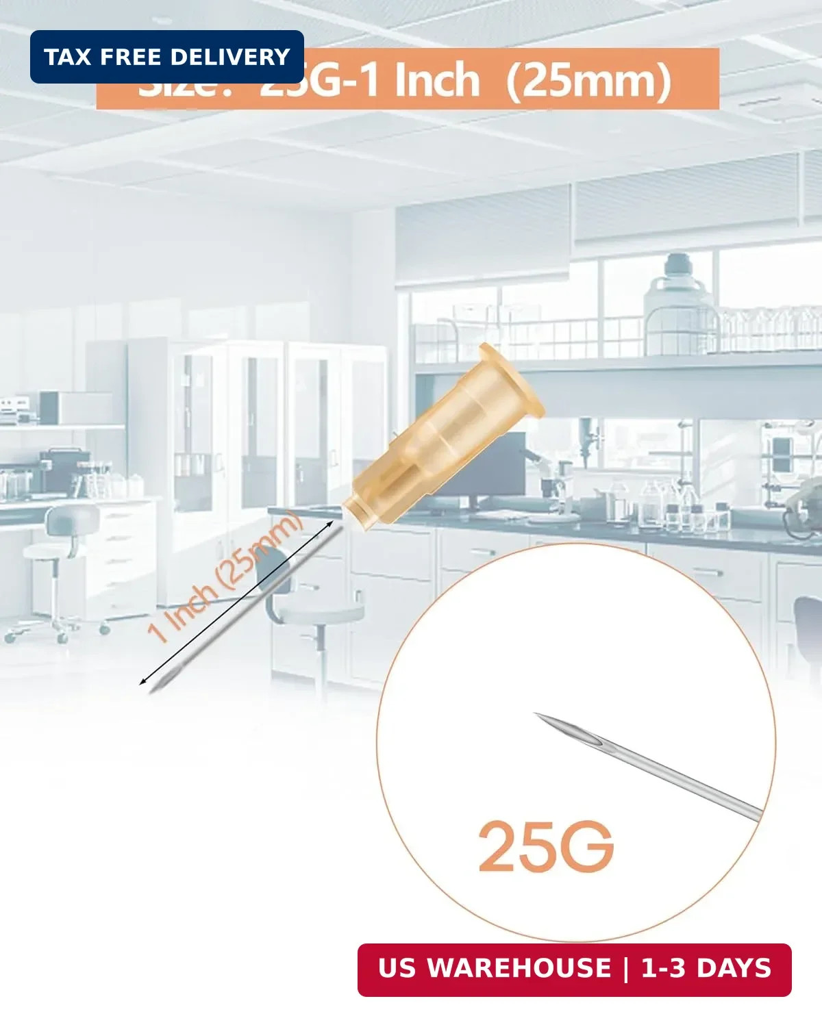 25Ga 1 Inch Disposable Needle 100 Pack Dispensing Lab Individually 25G FAST SHIP