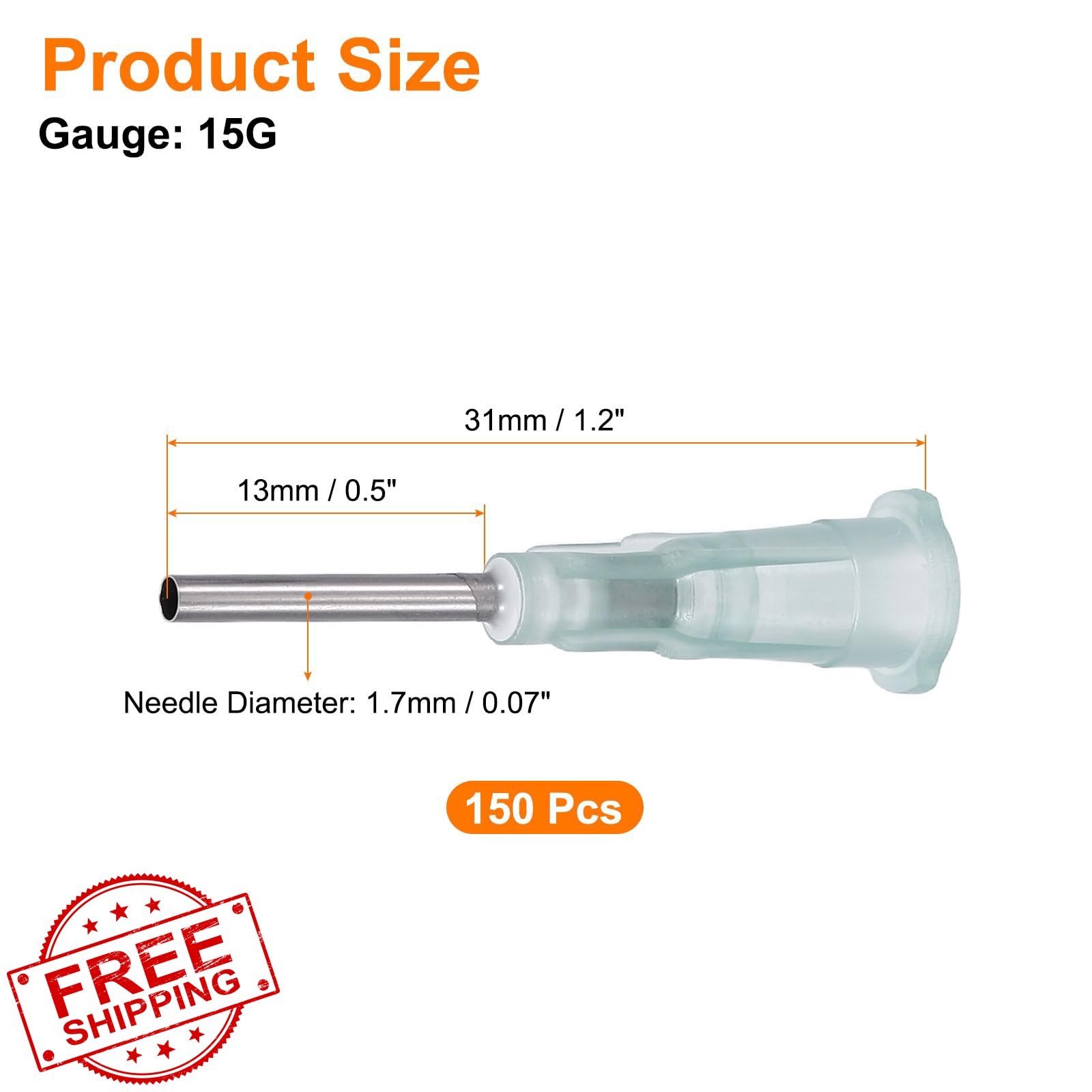 uxcell 15G Blunt Tip Dispensing Needles, 150Pcs 0.5 Inch Green