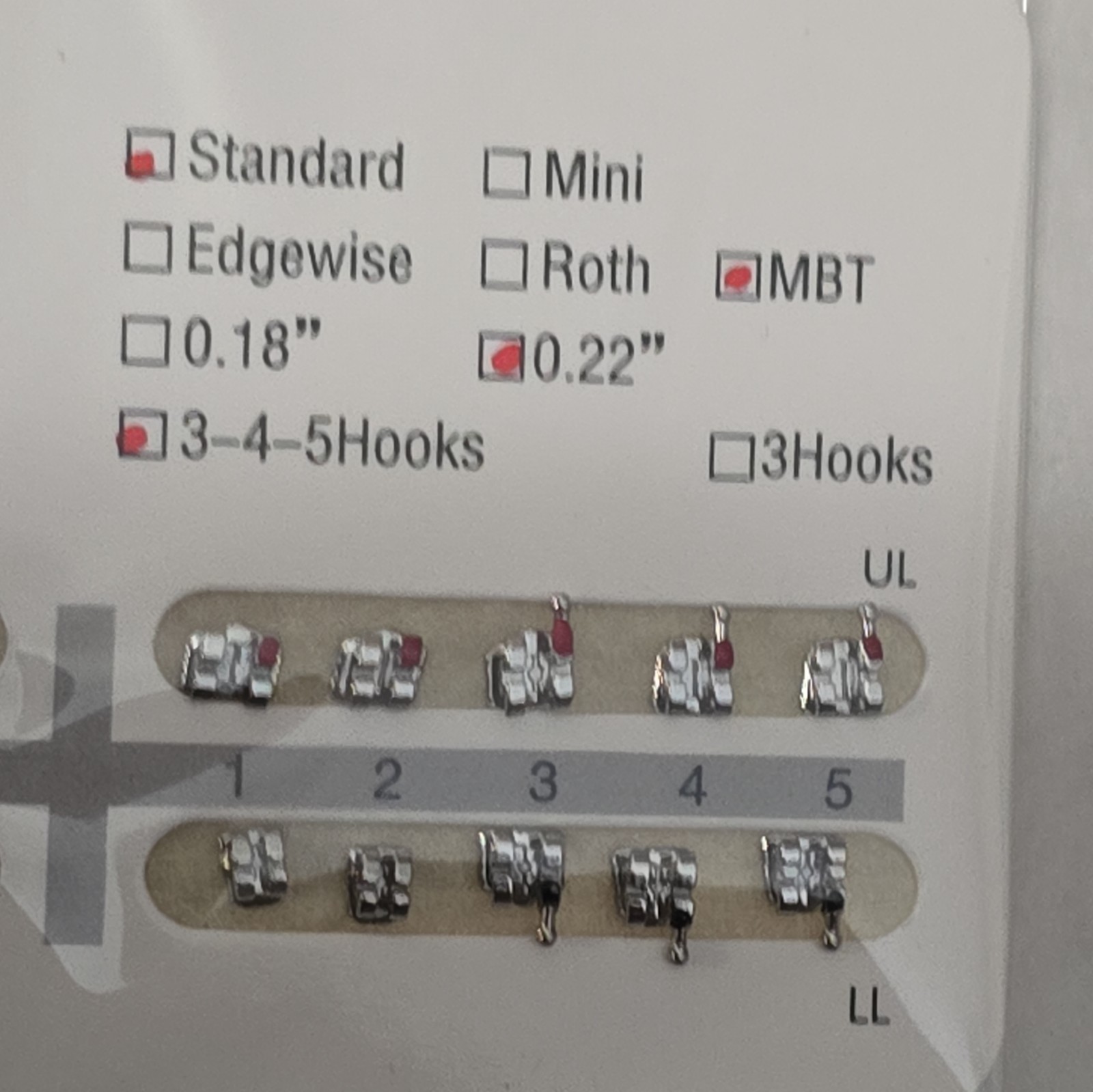 Braces 10 Packs/200 pcs Metal Standard MBT 022 Slot 3 4 5 Hooks Brackets