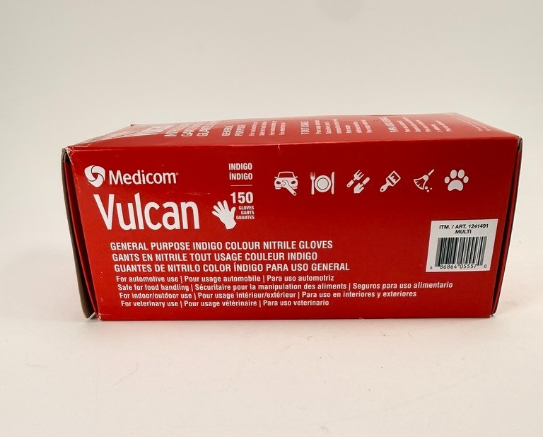 MEDICOM Vulcan Latex-Free Indigo Nitrile Gloves, Size M – 150 Count