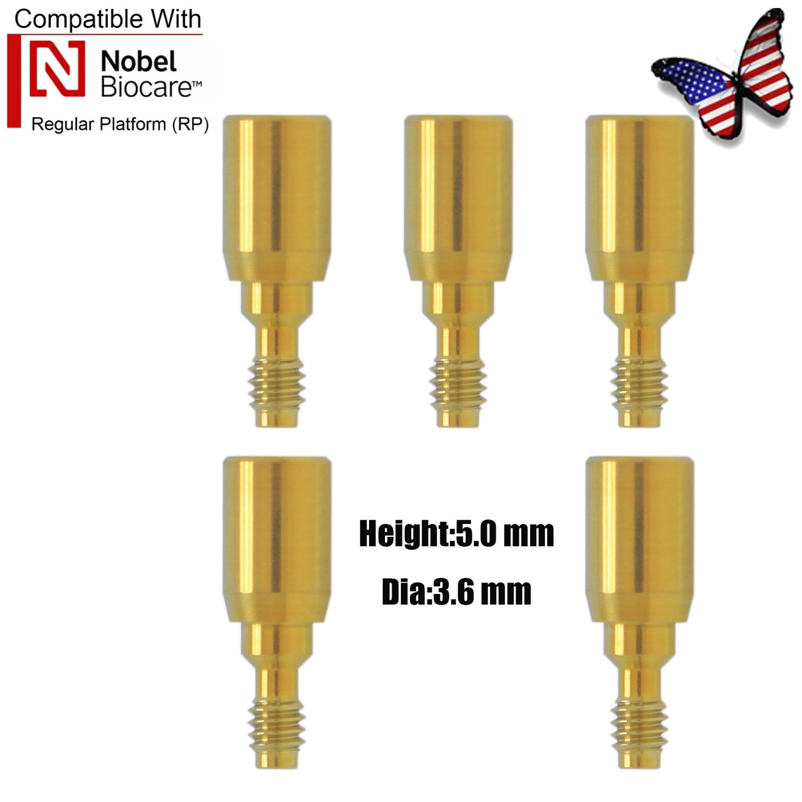 US Nobel Active Dental Regular Platform RP Healing Abutments & Cap Closure Screw