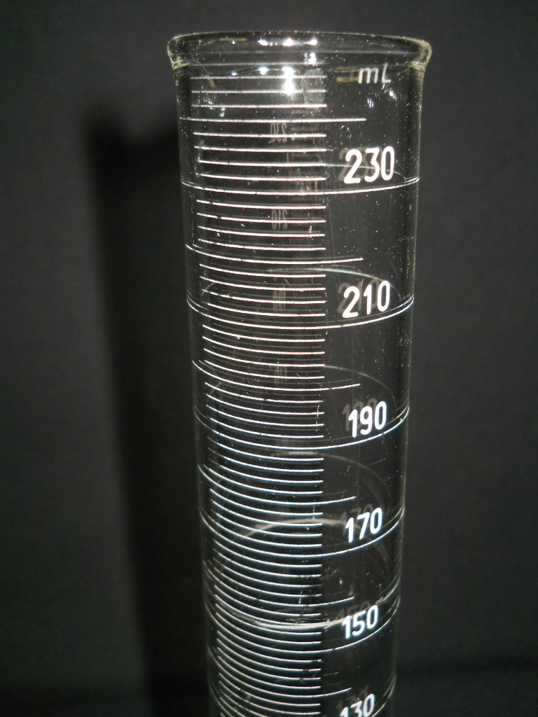 Modified/Repaired Unbranded Glass 240mL TC Single Scale Graduated Cylinder