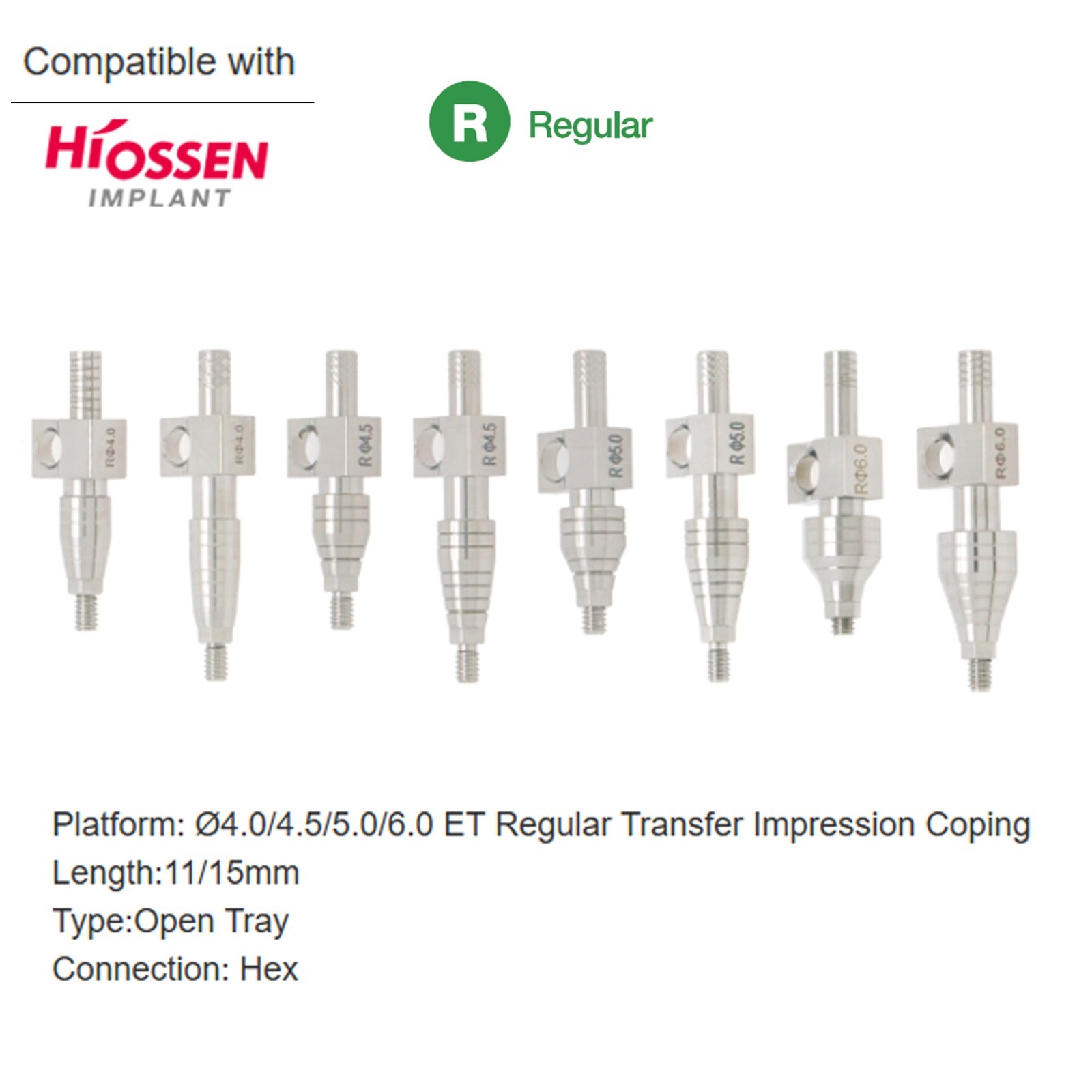 Hiossen ET Open/Close Tray Transfer Impression Coping Fits Mini/Regular implants