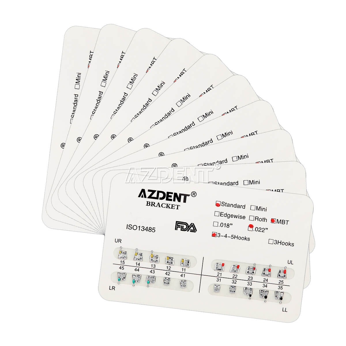 10 X Dental Brackets Orthodontic Braces Mini/Standard MBT/Roth 022/018 Hooks 345