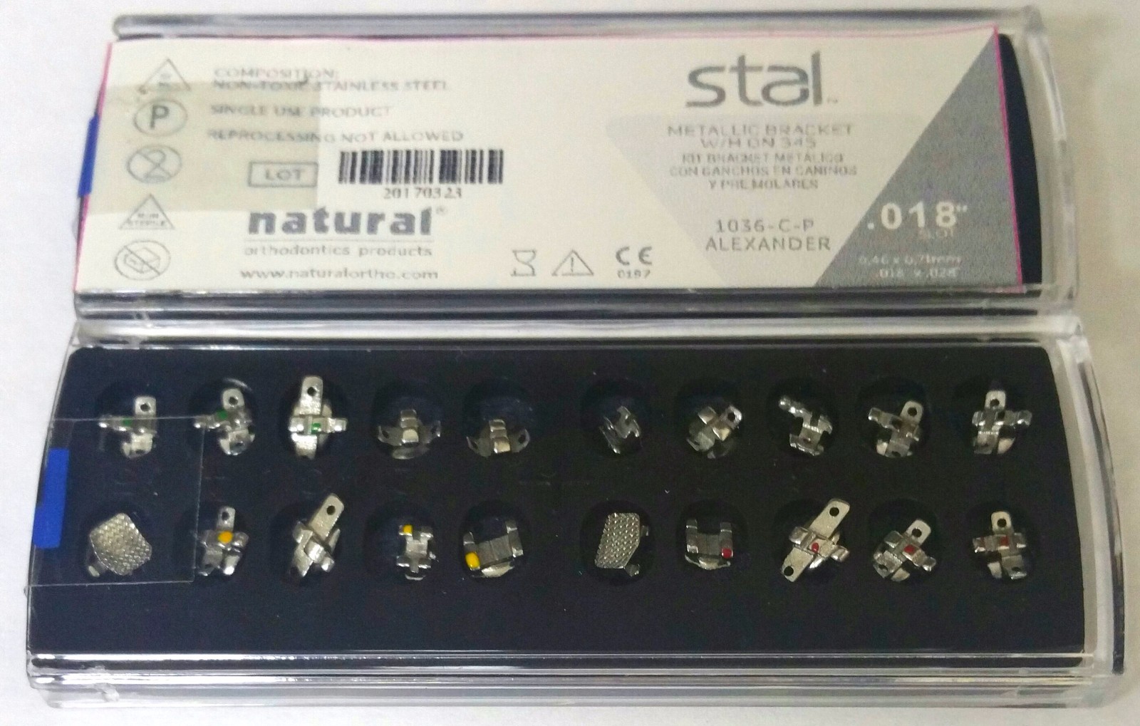 NATURAL ORTHODONTIC BRACKET Stal ALEXANDER SLOT .18 Hook 3/4/5 – 20 pcs 1036-18