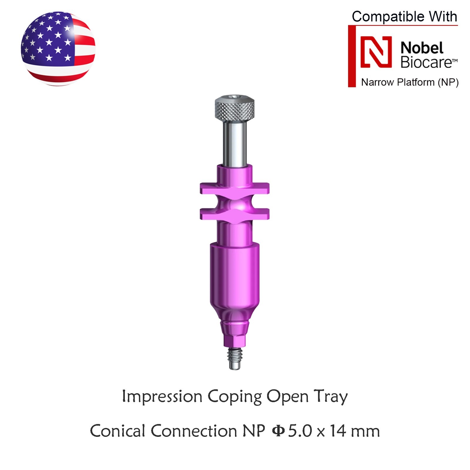 US Dental Nobel Biocare Active Impression Transfer Coping Open/Close Tray NP/RP