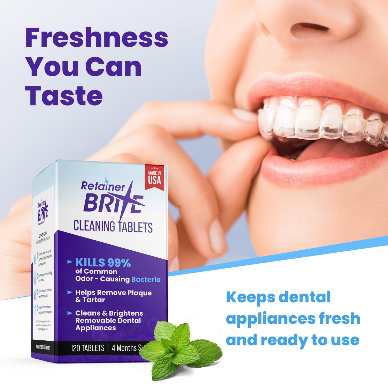 Retainer Brite Tablets for Cleaner Retainers and 96 Count (Pack of 1), Basic