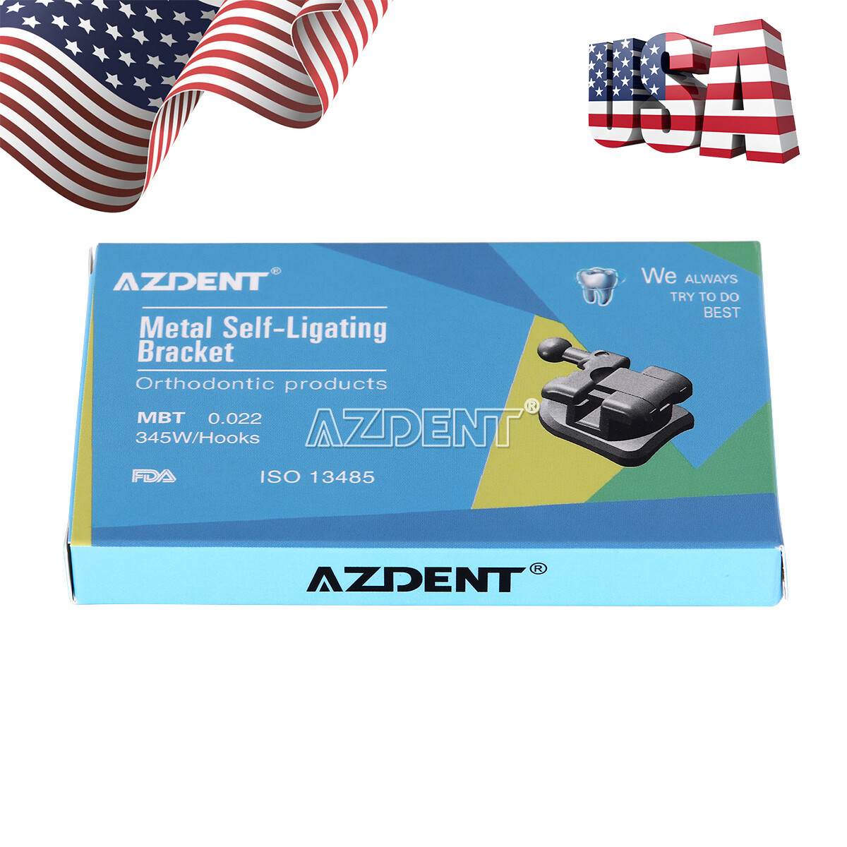 Dental Ortho Brackets Metal Ceramic Mini Roth/MBT.018/.022 3/3-4-5Hook AZDENT