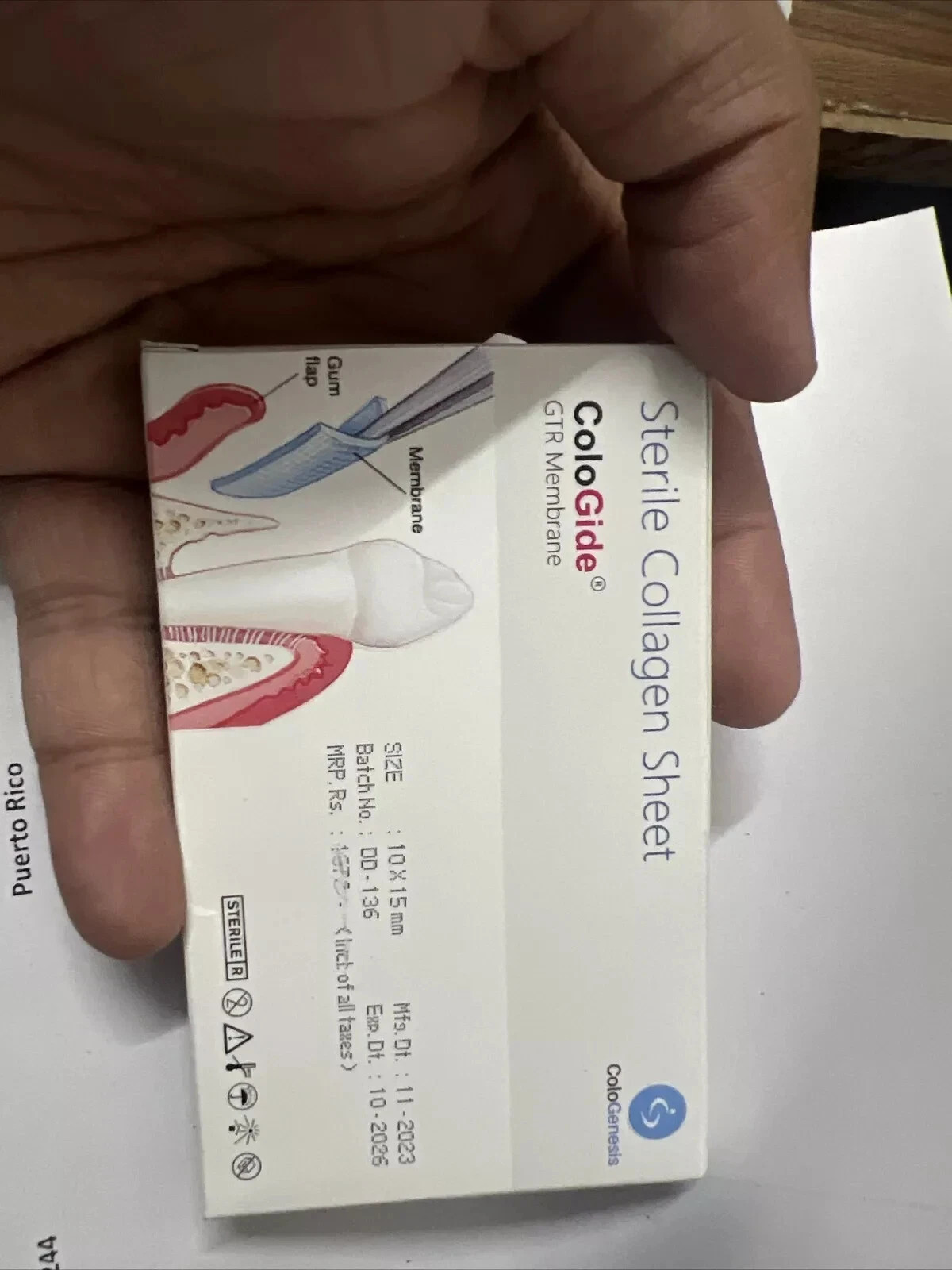 COLO GIDE STERILE COLLAGEN SHEET GTR MEMBRANE BONE GRAFTING 10 X 15 mm free ship