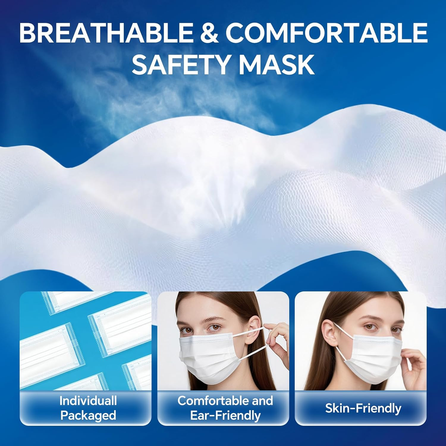 ASTM Level 3 Highly Protective Disposable 3 Ply Face Masks with Individual Packa
