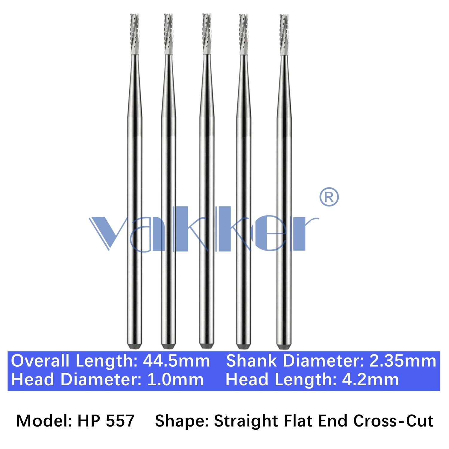 Vakker Dental HP 1 2 4 6 8 37 Carbide Burs For Straight Handpiece 2.35mm 5pc/pk