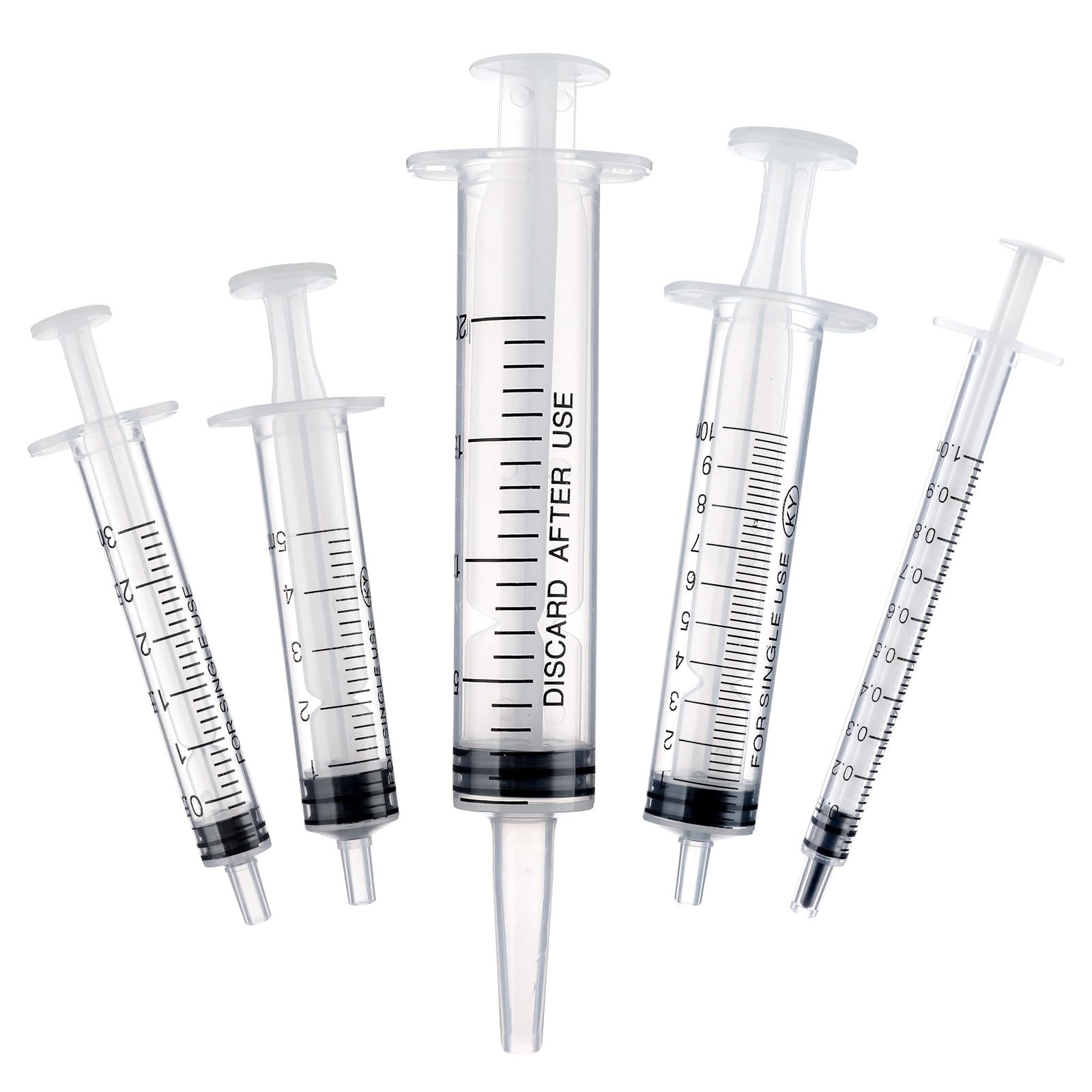 AOZUO 5 PCS Plastic Syringe, 1ml 3ml 5ml 10ml 20ml Feeding Syringes for Liqui…
