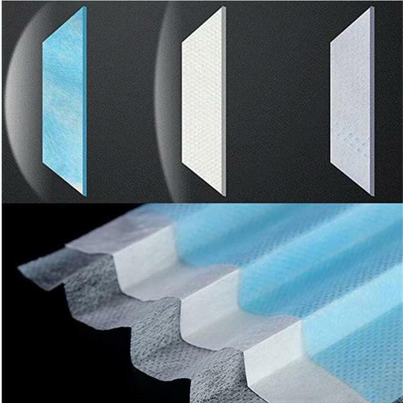 50 White and Blue FACE MASKS Disposable 3 Layers Breathable Earloop Covers PPE