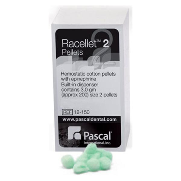 Pascal 12-150 Racellets Hemostatic Pellets #2 Cotton Green 200/Box