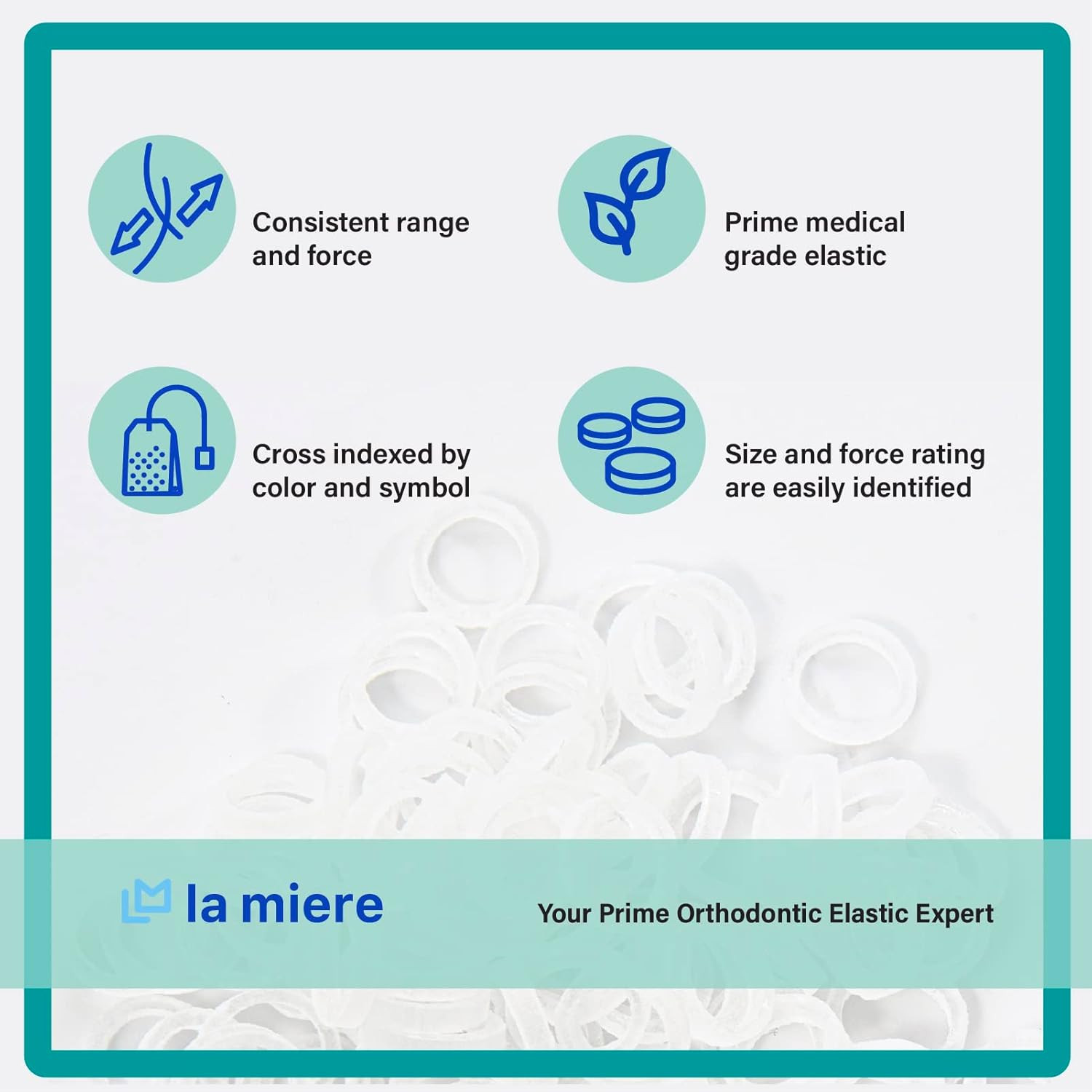 Clear Non-Latex 100 Counts, Intraoral Elastic Bands Orthodontic Elastics Dental