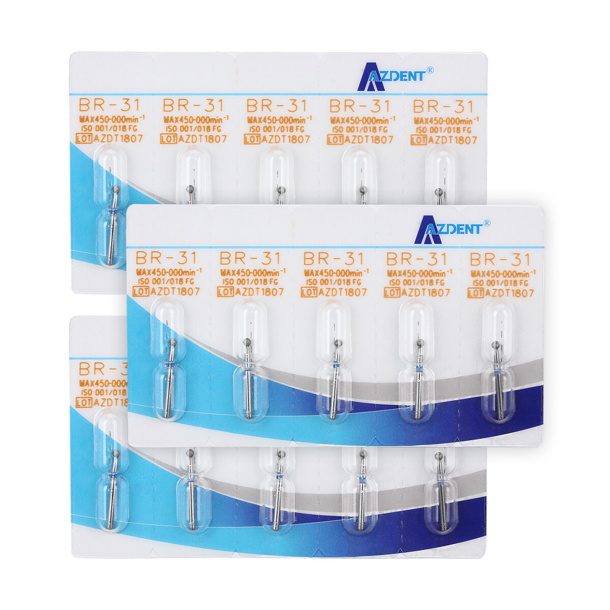 AZDENT 100Type Dental Diamond Burs FG Drill For High Speed Handpiece 1.6mm