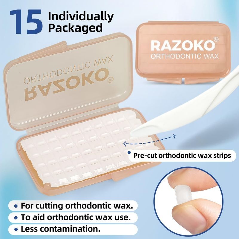 RAZOKO Orthodontic WAX for BRACES Irritation – WHITE/ UNSCENTED – 15 pk – Dental