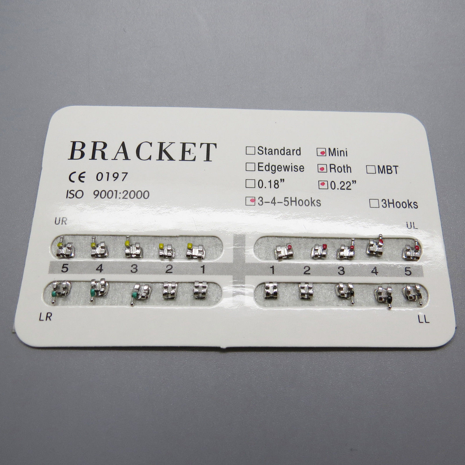 20 Pcs/Kit Dental Orthodontic Metal Bracket Braces Standard Roth .022 Hook 3-4-5