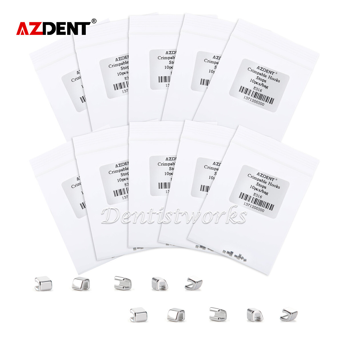 Dental Orthodontic Crimpable Hook Stops Type Fixed on Arch Wires AZDENT