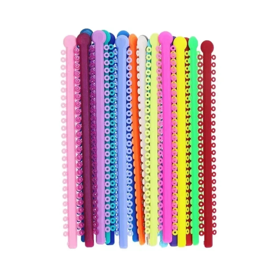 Dental Orthodontic Elastic Rubber Bands Braces Ligature Ties Single/Double Color