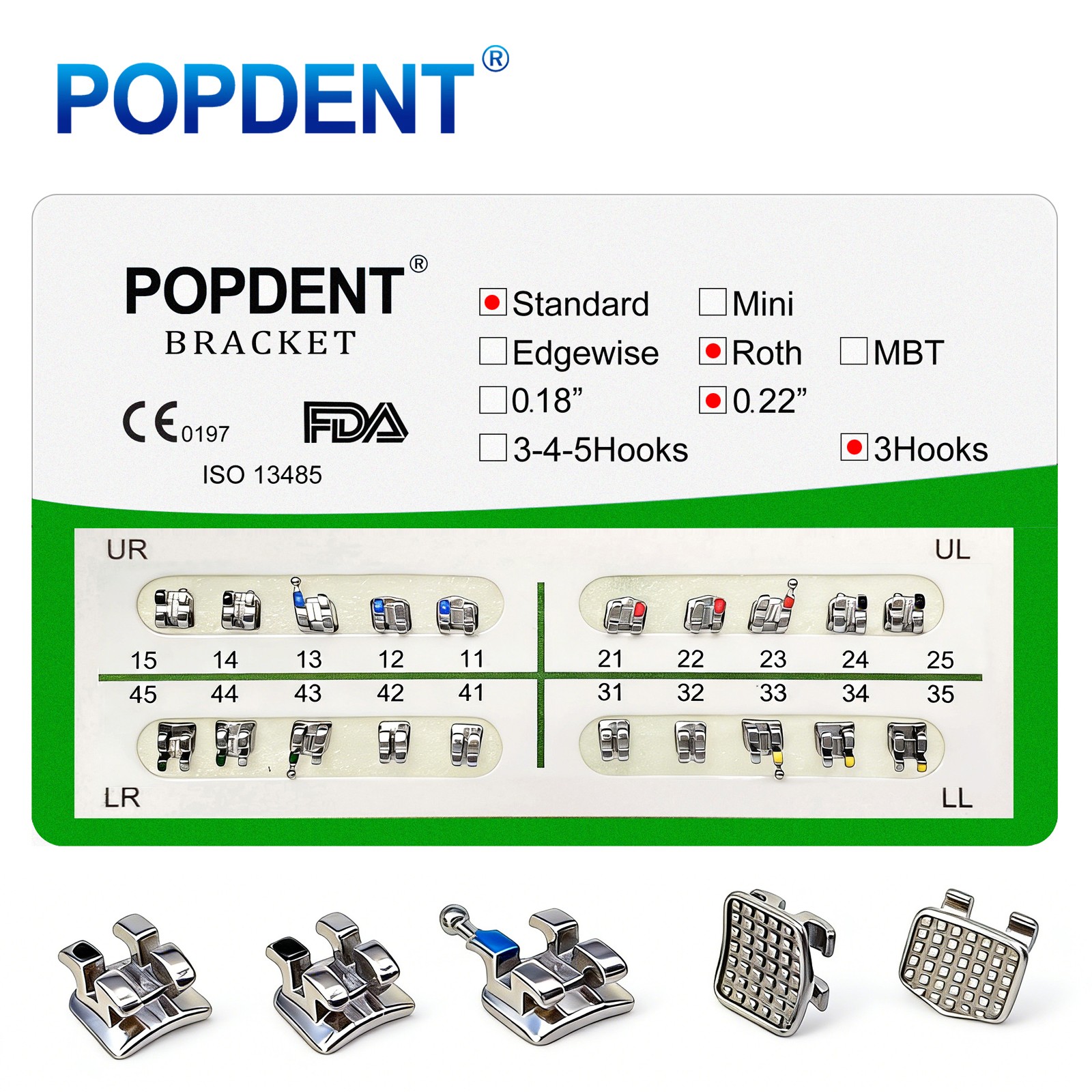 Dental Orthodontic Colored Elastic Power Chain Elastic Ligature Ties /Brackets
