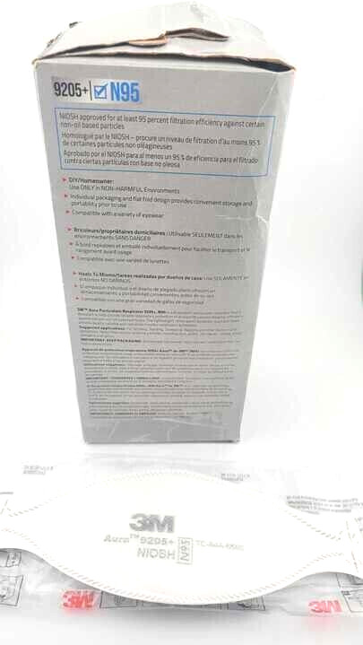 New! 9 Pack White 3M Aura 9205 N95 Particulate Respirator Face Mask – FREE SHIP!