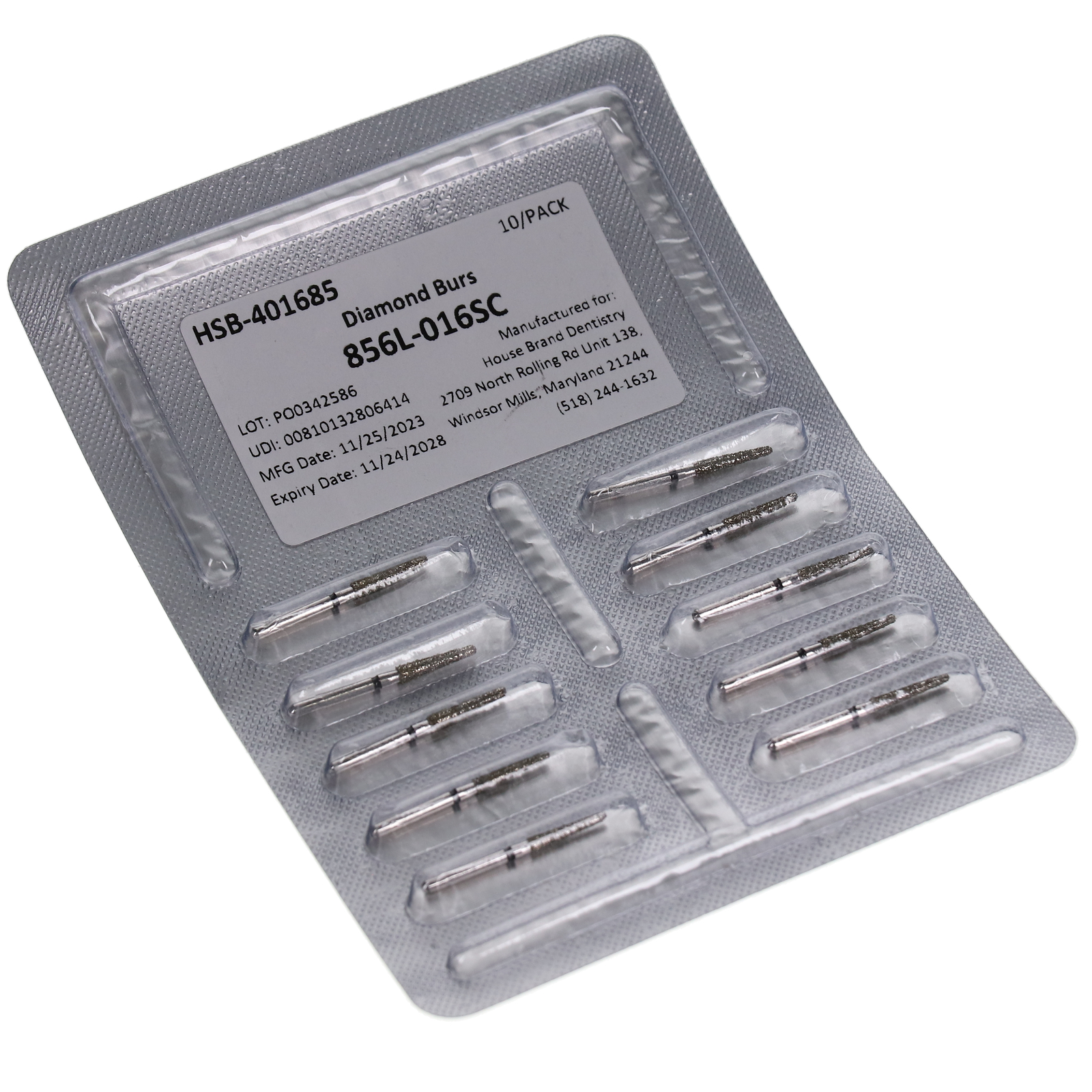 House Brand Dentistry FG 856L-016SC Long Round Taper Super Coarse Diamond Burs