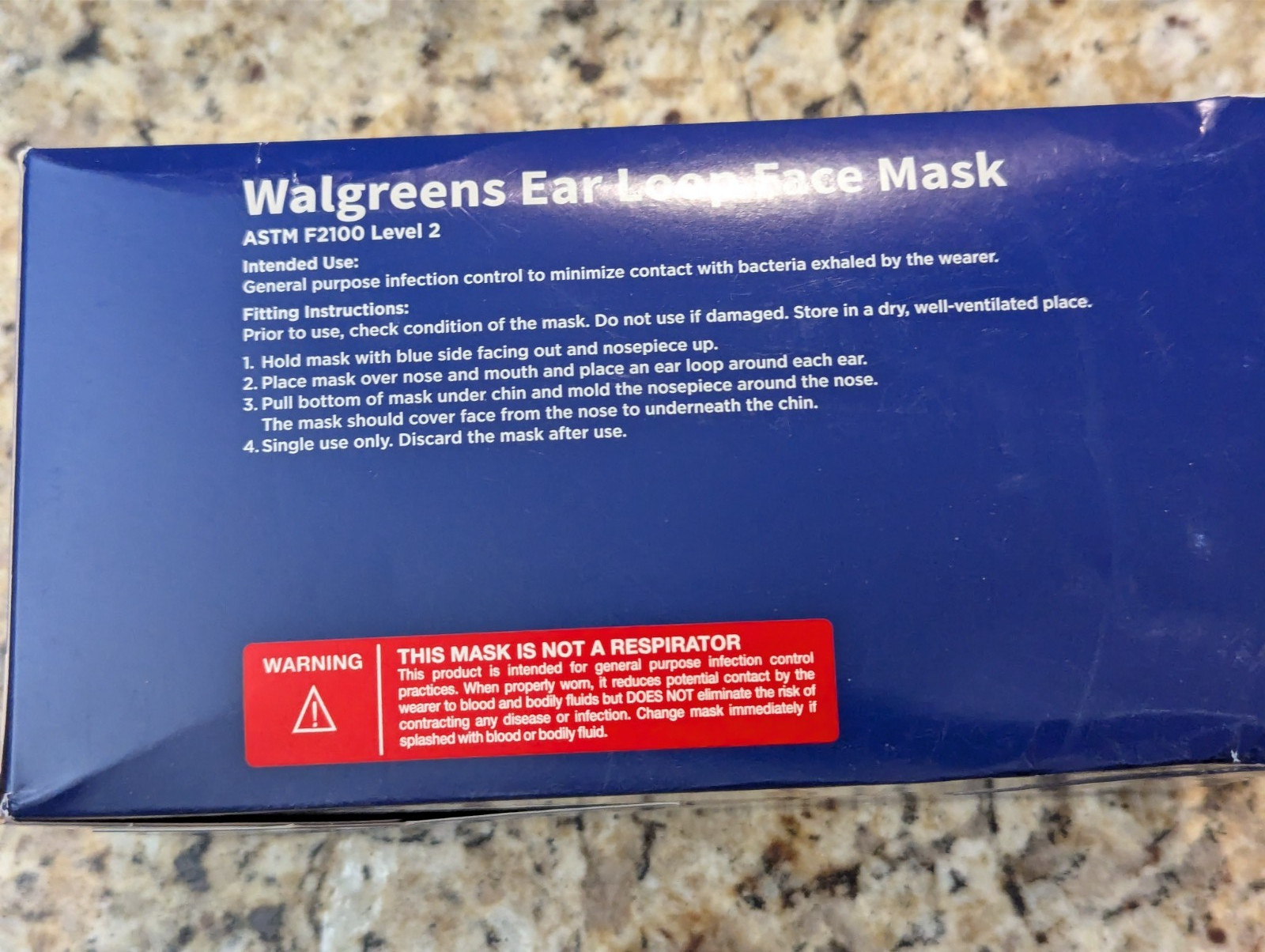 Walgreens Ear Loop Face Mask Adult Size Blue 50 count