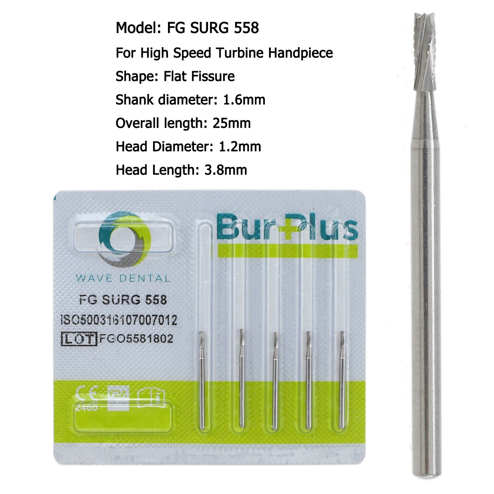 Wave Dental Surgical Carbide Burs 557 557L 702 701 Long High Speed Friction Grip