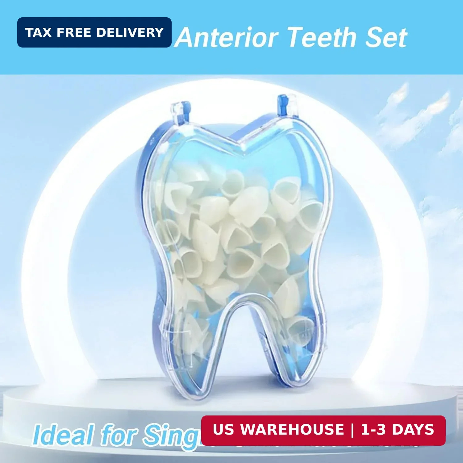 50 Pcs Tooth Caps for Broken Tooth Mixed Sizes Dental Temporary Crown Kit Front
