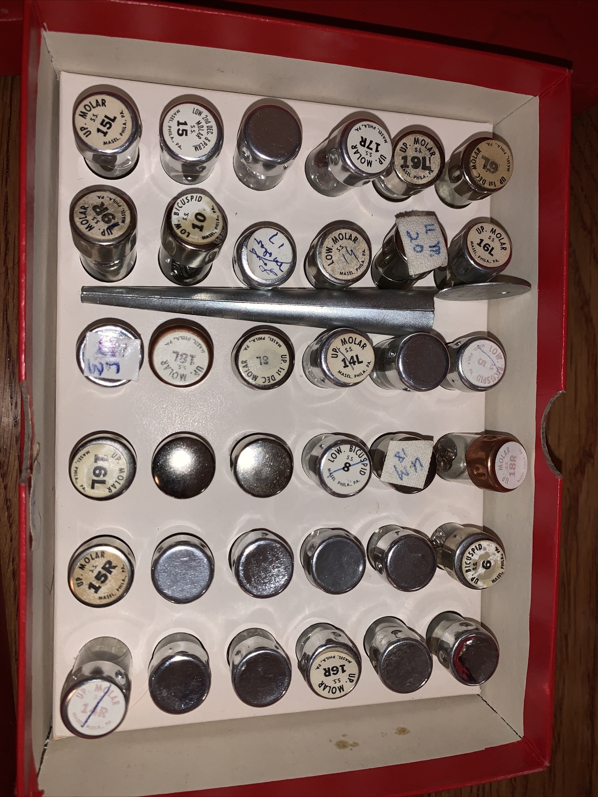 Lot of 196 vintage Isaac Masel stainless steel dental crowns
