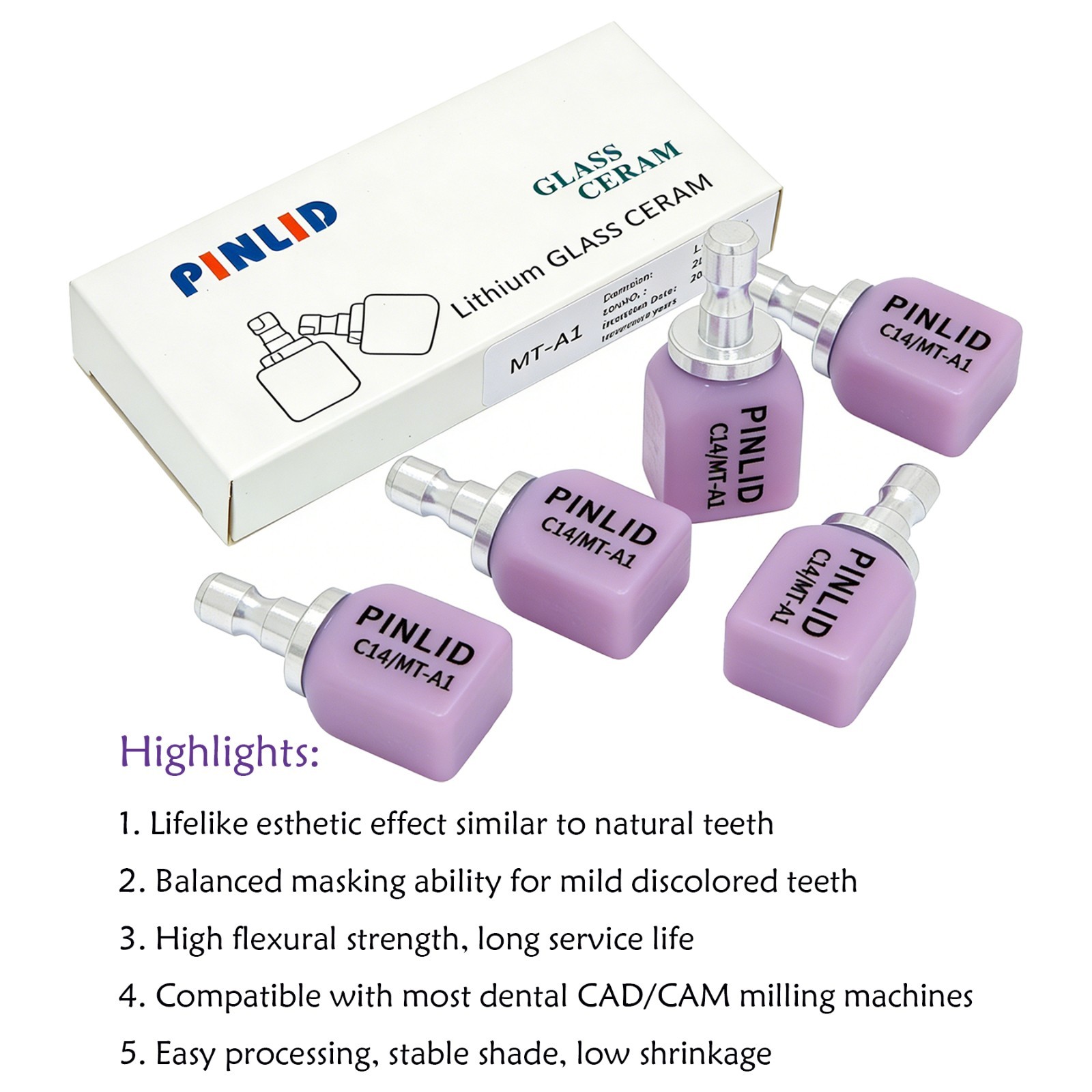 Dental Emax CAD/CAM Glass Ceramic Lithium Disilicate Blocks All Types for CEREC