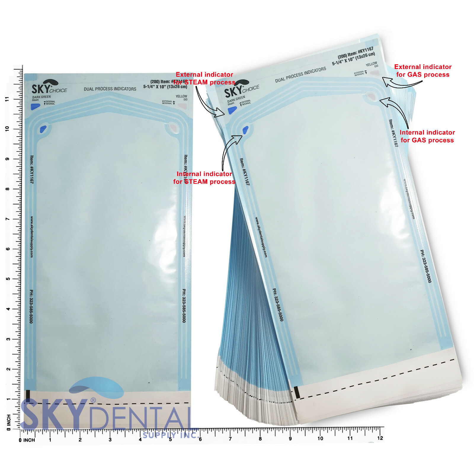 5-1/4″ x 11″ Dental Medical Self Seal Pouch Sterilization Bag Pouches (200 Bags)