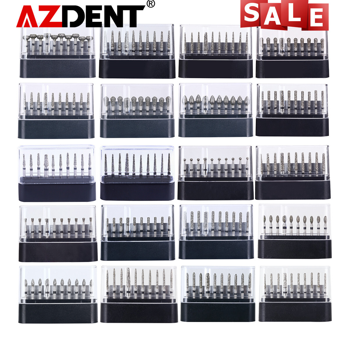 10Packs AZDENT Dental Super Coarse FG Diamond Grit Burs For High Speed Handpiece